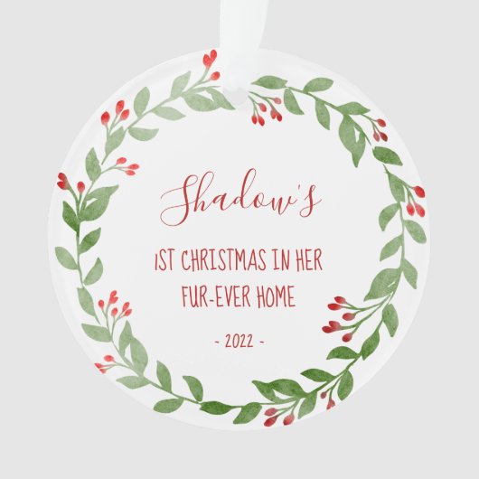 Uw Kat Foto 1 Kerstmis met Waterverf Ornament (voorkant)