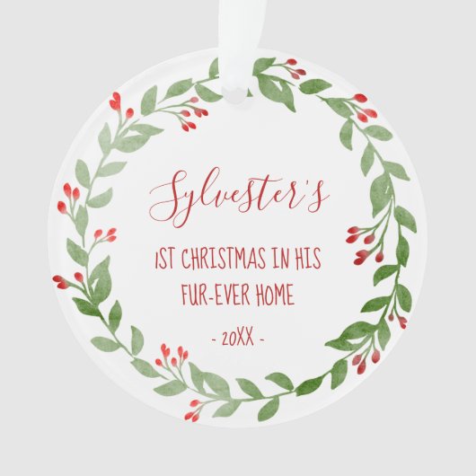 Uw Kat Foto 1 Kerstmis met Waterverf Ornament (voorkant)