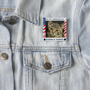 Uw Kat Hond Huisdier Foto Kamala Harris Verkiezing Vierkante Button 5,1 Cm