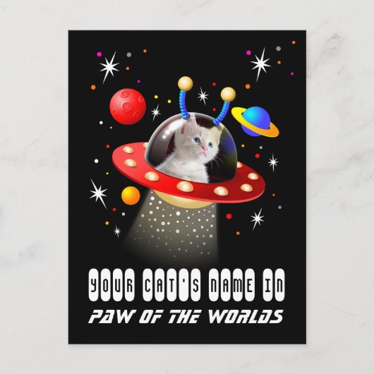 Uw kat in een Alien Spaceship UFO Sci Fi Scene Briefkaart (Voorkant)