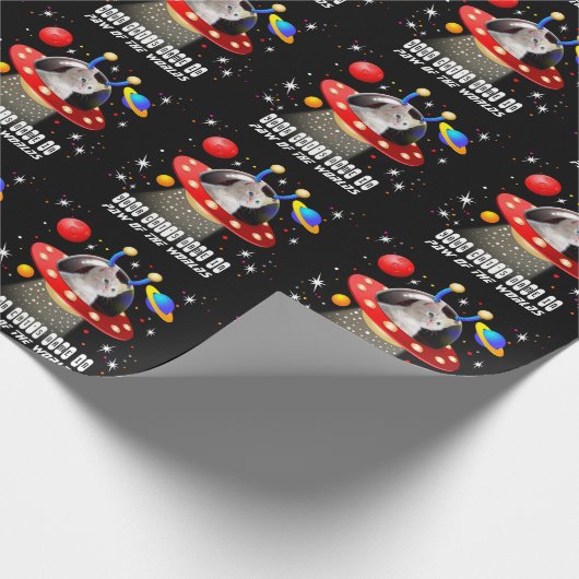Uw kat in een Alien Spaceship UFO Sci Fi Scene Cadeaupapier (Hoek)