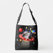 Uw kat in een Alien Spaceship UFO Sci Fi Scene Crossbody Tas (Achterkant)