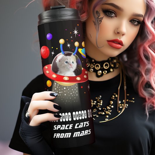 Uw kat in UFO Kitten Cat in Ruimte Personeelsforma Thermosbeker