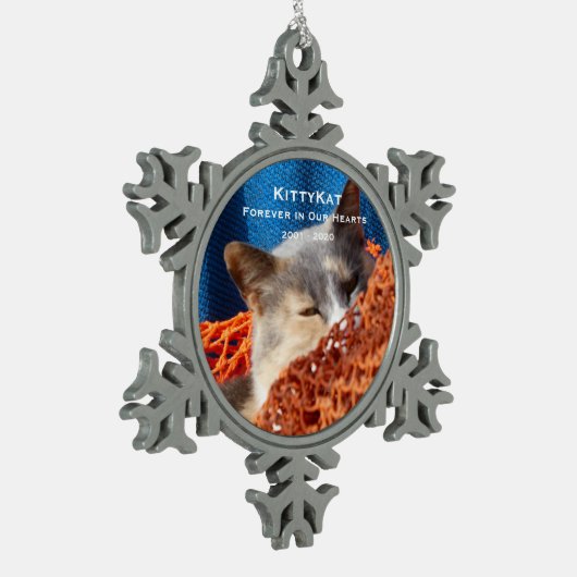 UW Kat of Hond FOTO Gepersonaliseerde Sneeuwvlok Tin Sneeuwvlok Ornament (Links)