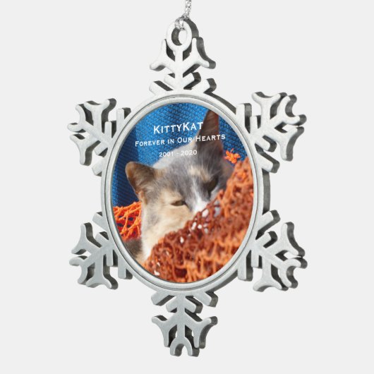 UW Kat of Hond FOTO Gepersonaliseerde Sneeuwvlok Tin Sneeuwvlok Ornament (Rechts)