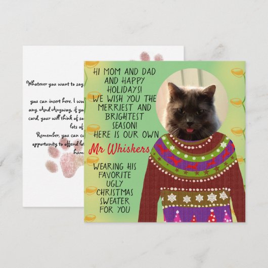 Uw Kat persoonlijke Snarky-kerstkaart (Voorkant / Achterkant)