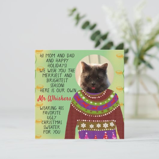 Uw Kat persoonlijke Snarky-kerstkaart (Staand voorkant)