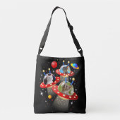 Uw katten in een Alien Spaceship UFO Sci Fi Scene Crossbody Tas (Achterkant)