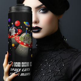 Uw katten in UFOs Katten in Ruimte Gepersonaliseer Thermosbeker