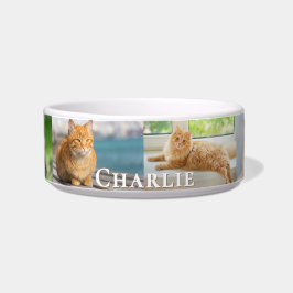 Uw kattenfotocollage met aangepaste naam voerbakje