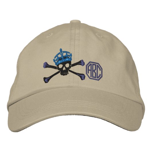 Uw "Keep Calm Crossbones Skull Monogram" Geborduurde Pet (Voorkant)