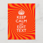 Uw Keep Calm-Gezegde op Vibrant Oranje wervelkolom Briefkaart (Voorkant)