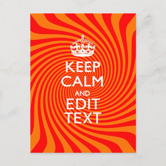 Uw Keep Calm-Gezegde op Vibrant Oranje wervelkolom Briefkaart (Voorkant)