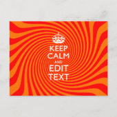 Uw Keep Calm-Gezegde op Vibrant Oranje wervelkolom Briefkaart (Voorkant)
