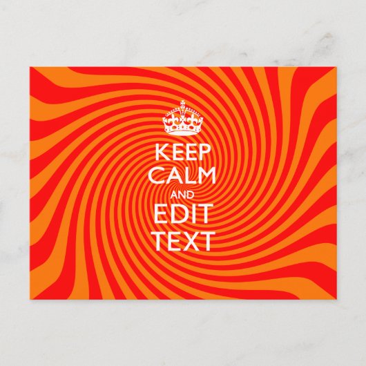 Uw Keep Calm-Gezegde op Vibrant Oranje wervelkolom Briefkaart (Voorkant)