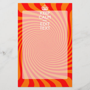 Uw Keep Calm-Gezegde op Vibrant Oranje wervelkolom Briefpapier