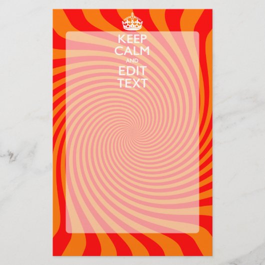 Uw Keep Calm-Gezegde op Vibrant Oranje wervelkolom Briefpapier (Voorkant)