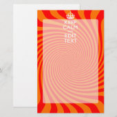 Uw Keep Calm-Gezegde op Vibrant Oranje wervelkolom Briefpapier (Voorkant / Achterkant)