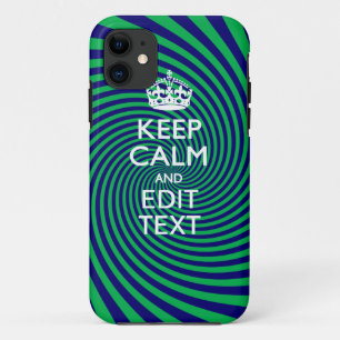 Uw Keep Calm-tekst op een levendige wervelgrafiek iPhone 11 Hoesje