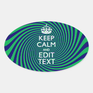 Uw Keep Calm-tekst op een levendige wervelgrafiek Ovale Sticker