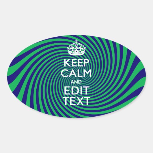 Uw Keep Calm-tekst op een levendige wervelgrafiek Ovale Sticker (Voorkant)
