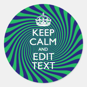 Uw Keep Calm-tekst op een levendige wervelgrafiek Ronde Sticker