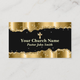Uw kerk naam gescheurde gouden glitters visitekaartje