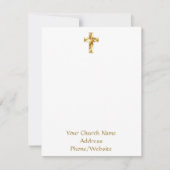 Uw kerknaam Gold Cross Elegant Note Kaart Notitiekaartje (Voorkant)