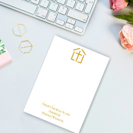 Uw kerknaam Gold Cross Simple Note Kaart Notitiekaartje