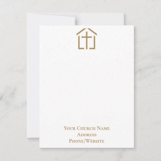 Uw kerknaam Gold Cross Simple Note Kaart Notitiekaartje (Voorkant)