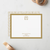 Uw kerknaam Logo Cross Gold Note Kaart Notitiekaartje (Voorkant / Achterkant in situ)