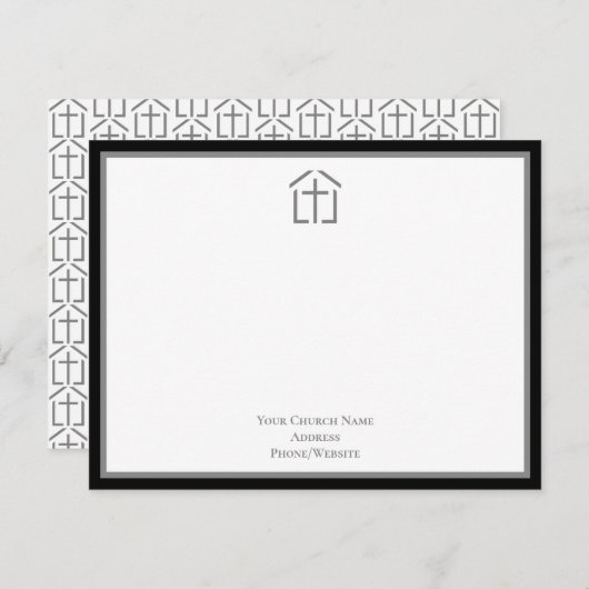 Uw kerknaam Logo Cross Grey Note Kaart Notitiekaartje (Voorkant / Achterkant)