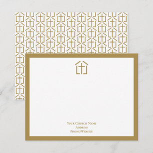 Uw kerknaam logo kruis gouden notitiekaart notitiekaartje