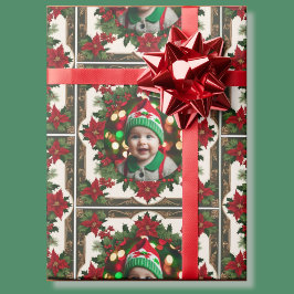 Uw Kerst Baby Foto Rood Groen Roll van Cadeaupapier