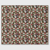 Uw Kerst Huisdier Kat Foto Rood Groen Cadeaupapier (Vlak)