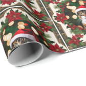 Uw Kerst Huisdier Kat Foto Rood Groen Cadeaupapier (Rol Hoek)