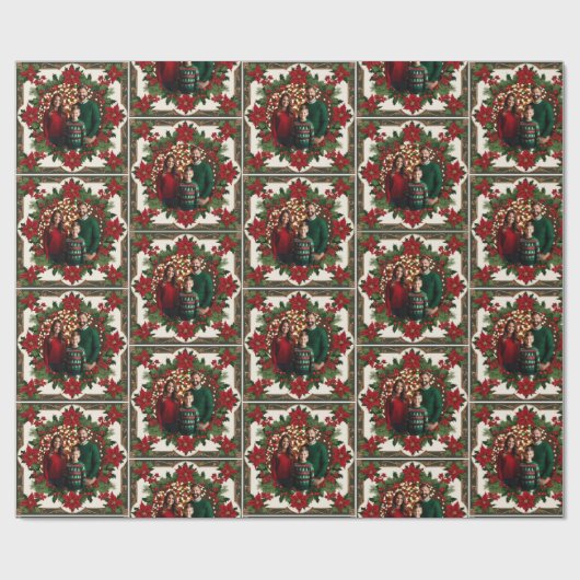 Uw Kerstfoto Klassiek Rood Groen Roll van Cadeaupapier (Vlak)