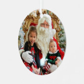 Uw kerstfoto met jaar of tekst metalen ornament (Voorkant links)