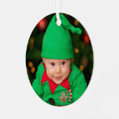 Uw kerstfoto met naam en jaar metalen ornament (Voorkant links)