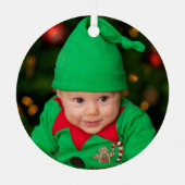 Uw kerstfoto met naam en jaar metalen ornament (Voorkant)