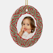 Uw kerstversiering met foto's rood en groen Lijst Keramisch Ornament (Rechts)