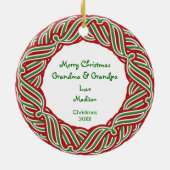 Uw kerstversiering met foto's rood en groen Lijst Keramisch Ornament (Achterkant)