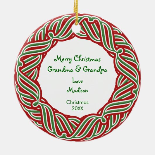 Uw kerstversiering met foto's rood en groen Lijst Keramisch Ornament (Achterkant)