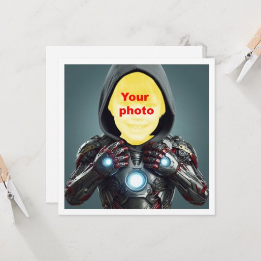 Uw kind als een superheld, aangepaste superheldenk kaart (Voorkant / Achterkant in situ)