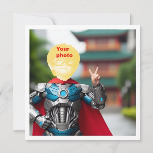Uw kind als een superheld, aangepaste superheldenk kaart (Voorkant)