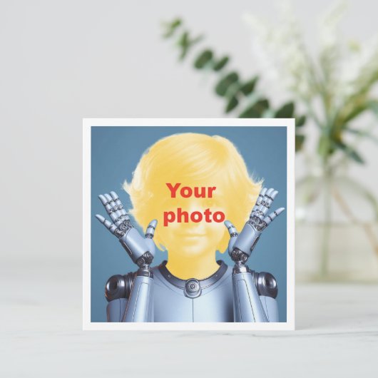 Uw kind als robot, robotuitnodiging, robot kaart (Staand voorkant)
