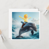 Uw kind op een dolfijn, zet mijn gezicht in de kaart (Voorkant / Achterkant in situ)