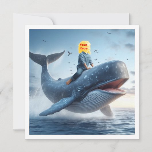 Uw kind op een walvis, walvis wenskaart kaart (Voorkant)