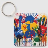 Uw kinderen kunstwerk een van een soort gepersonal sleutelhanger (Voorkant)