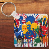 Uw kinderen kunstwerk een van een soort gepersonal sleutelhanger (Voorkant)